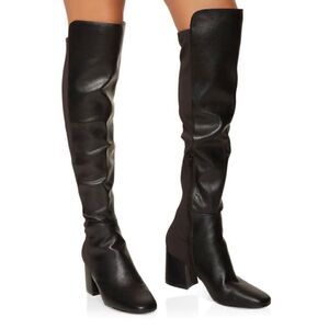 Faux Leather Over the Knee Boots